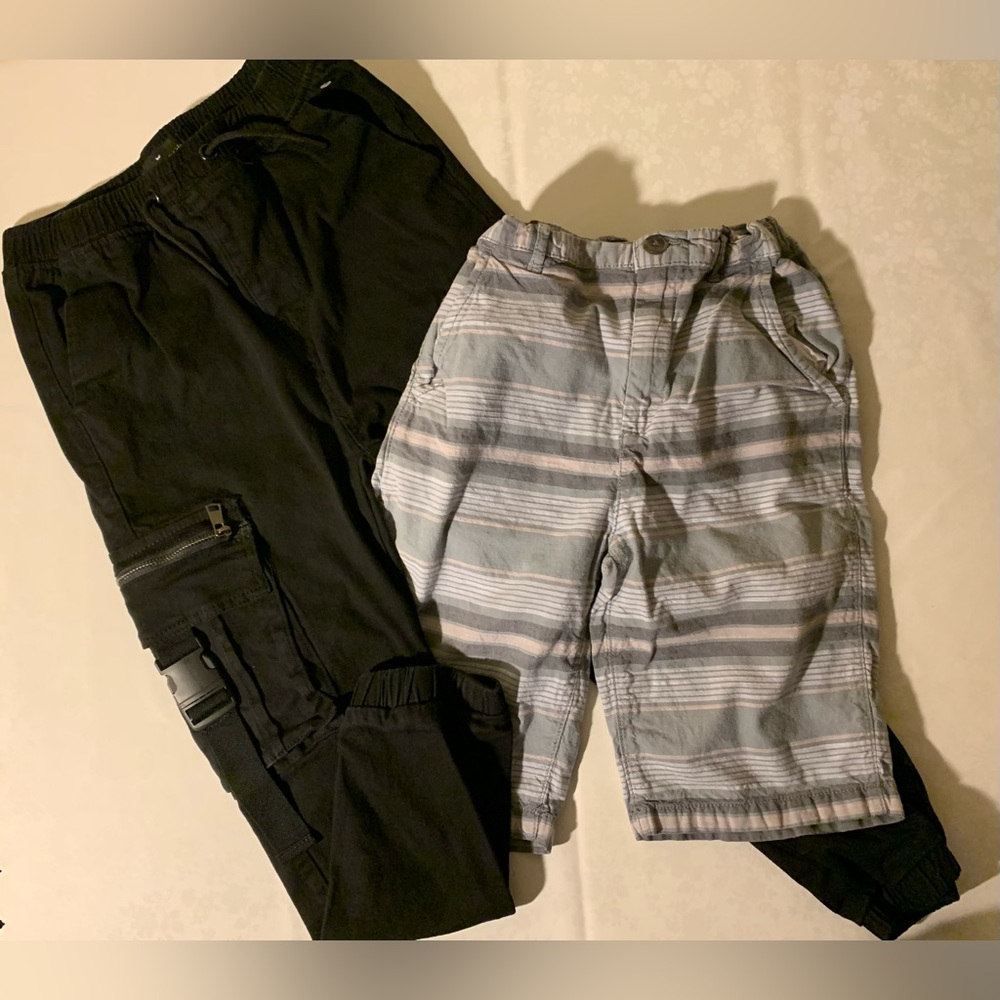 NWOT/EUC Bundle: Steve's Jeans Black Cargo Jeans; Place Striped Bermuda Shorts